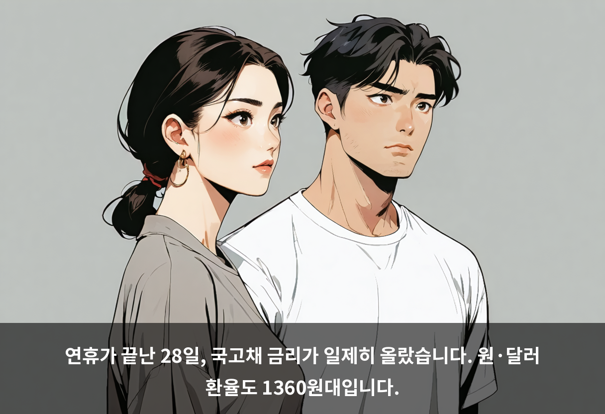 연휴가 끝난 28일, 국고채 금리가 일제히 올랐습니다. 원·달러 환율도 1360원대입니다.