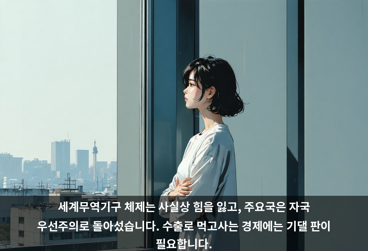 세계무역기구 체제는 사실상 힘을 잃고, 주요국은 자국 우선주의로 돌아섰습니다. 수출로 먹고사는 경제에는 기댈 판이 필요합니다.