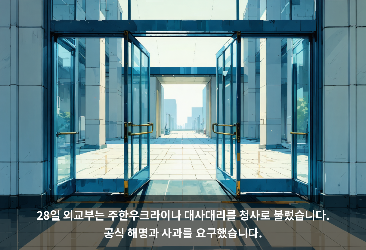 28일 외교부는 주한우크라이나 대사대리를 청사로 불렀습니다. 공식 해명과 사과를 요구했습니다.