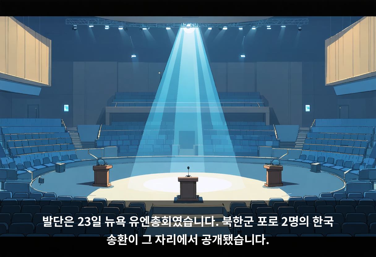 발단은 23일 뉴욕 유엔총회였습니다. 북한군 포로 2명의 한국 송환이 그 자리에서 공개됐습니다.