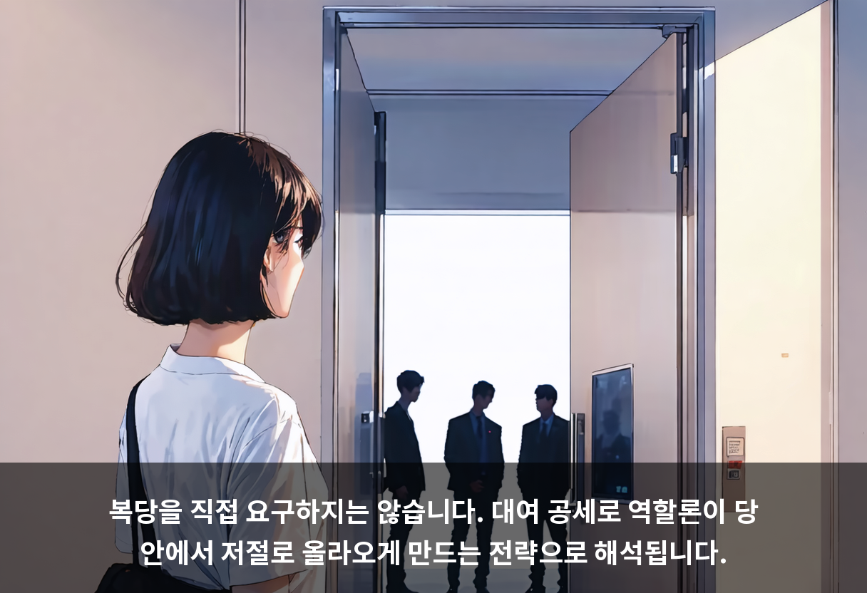 복당을 직접 요구하지는 않습니다. 대여 공세로 역할론이 당 안에서 저절로 올라오게 만드는 전략으로 해석됩니다.
