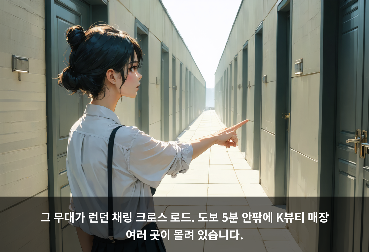 그 무대가 런던 채링 크로스 로드. 도보 5분 안팎에 K뷰티 매장 여러 곳이 몰려 있습니다.