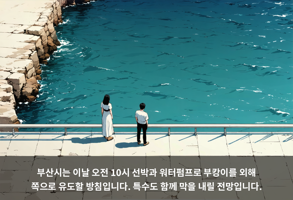 부산시는 이날 오전 10시 선박과 워터펌프로 부캉이를 외해 쪽으로 유도할 방침입니다. 특수도 함께 막을 내릴 전망입니다.