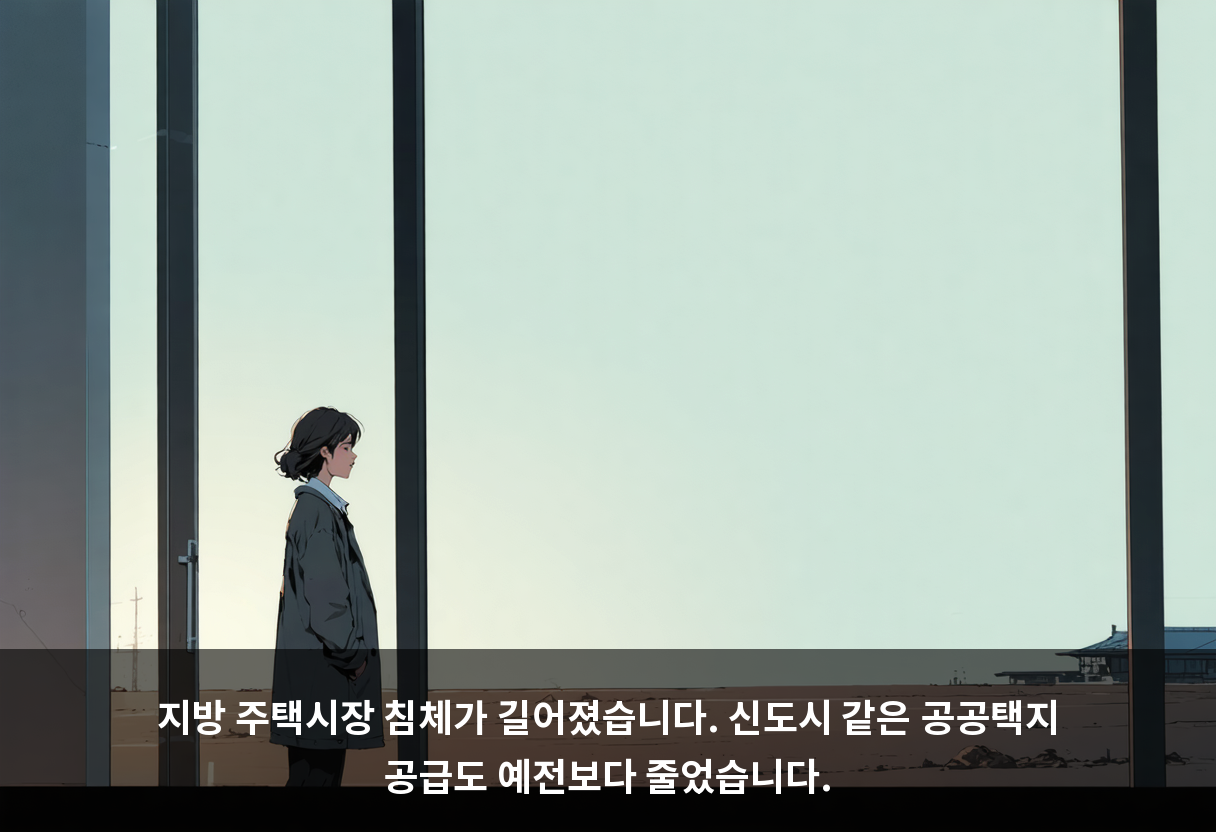 지방 주택시장 침체가 길어졌습니다. 신도시 같은 공공택지 공급도 예전보다 줄었습니다.