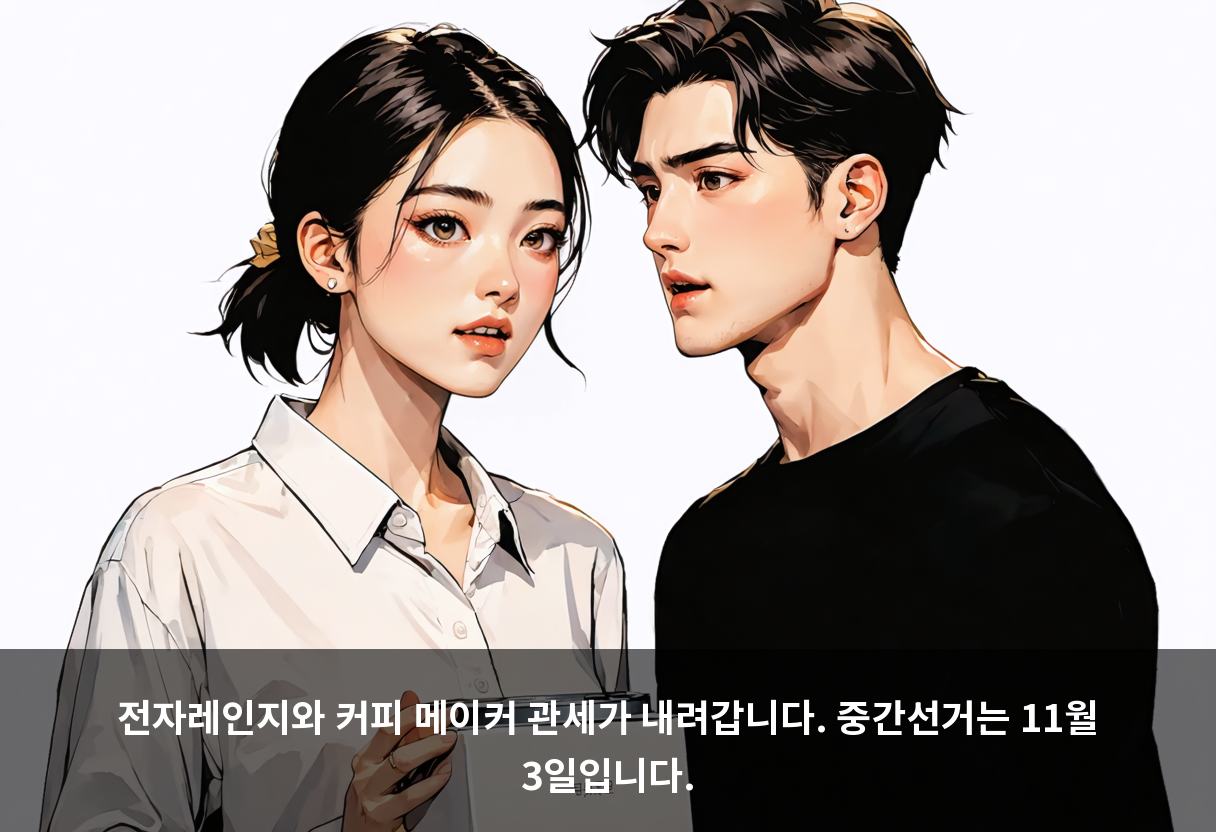 전자레인지와 커피 메이커 관세가 내려갑니다. 중간선거는 11월 3일입니다.