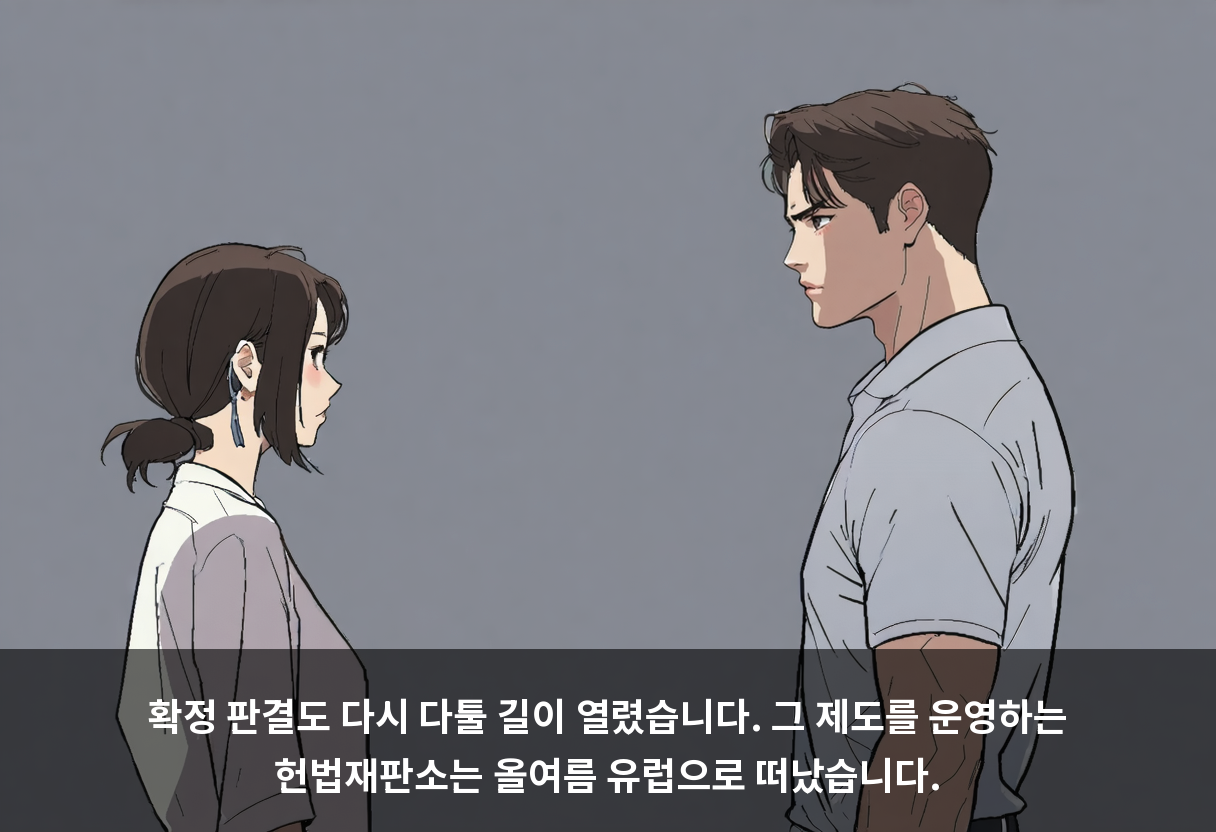 확정 판결도 다시 다툴 길이 열렸습니다. 그 제도를 운영하는 헌법재판소는 올여름 유럽으로 떠났습니다.