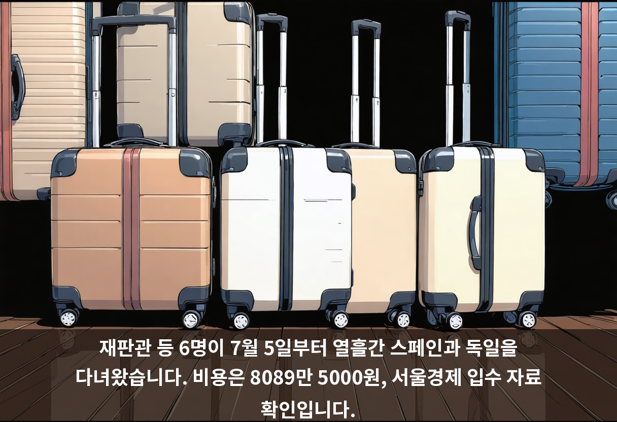 재판관 등 6명이 7월 5일부터 열흘간 스페인과 독일을 다녀왔습니다. 비용은 8089만 5000원, 서울경제 입수 자료 확인입니다.