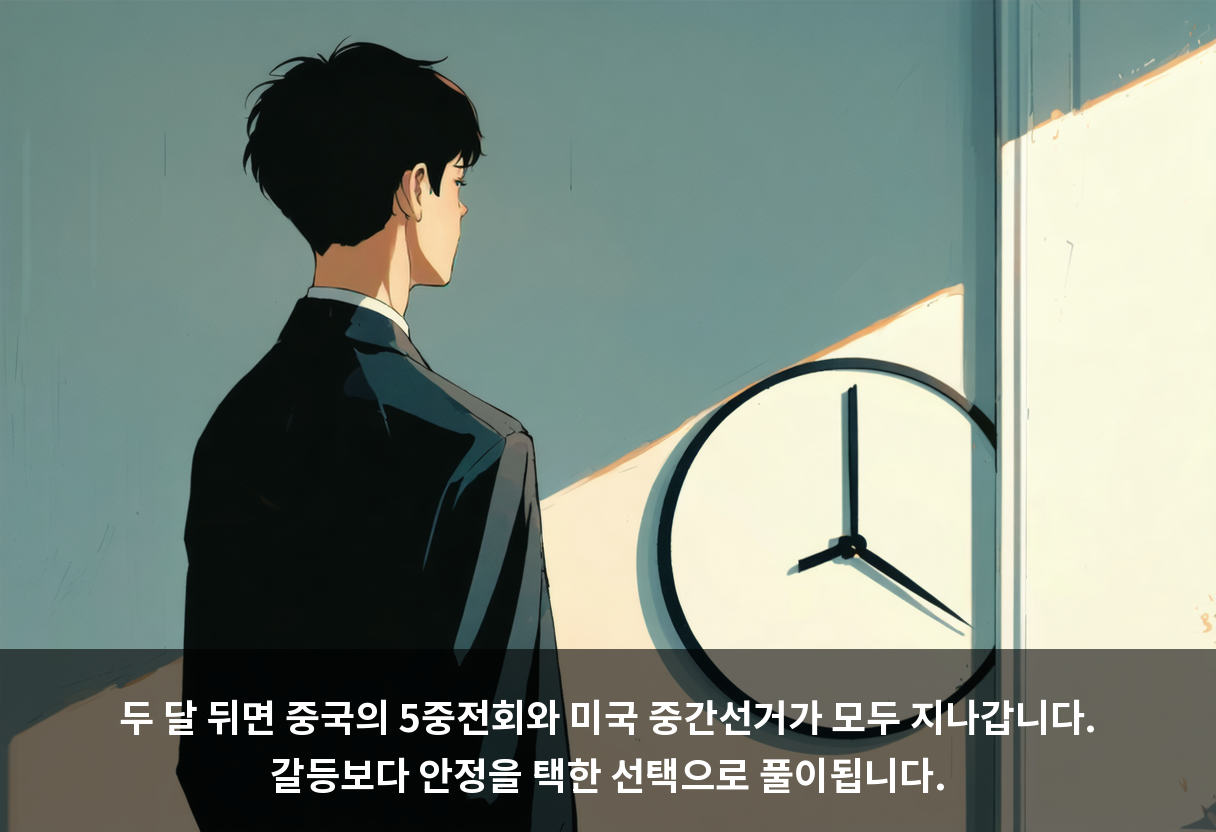 두 달 뒤면 중국의 5중전회와 미국 중간선거가 모두 지나갑니다. 갈등보다 안정을 택한 선택으로 풀이됩니다.