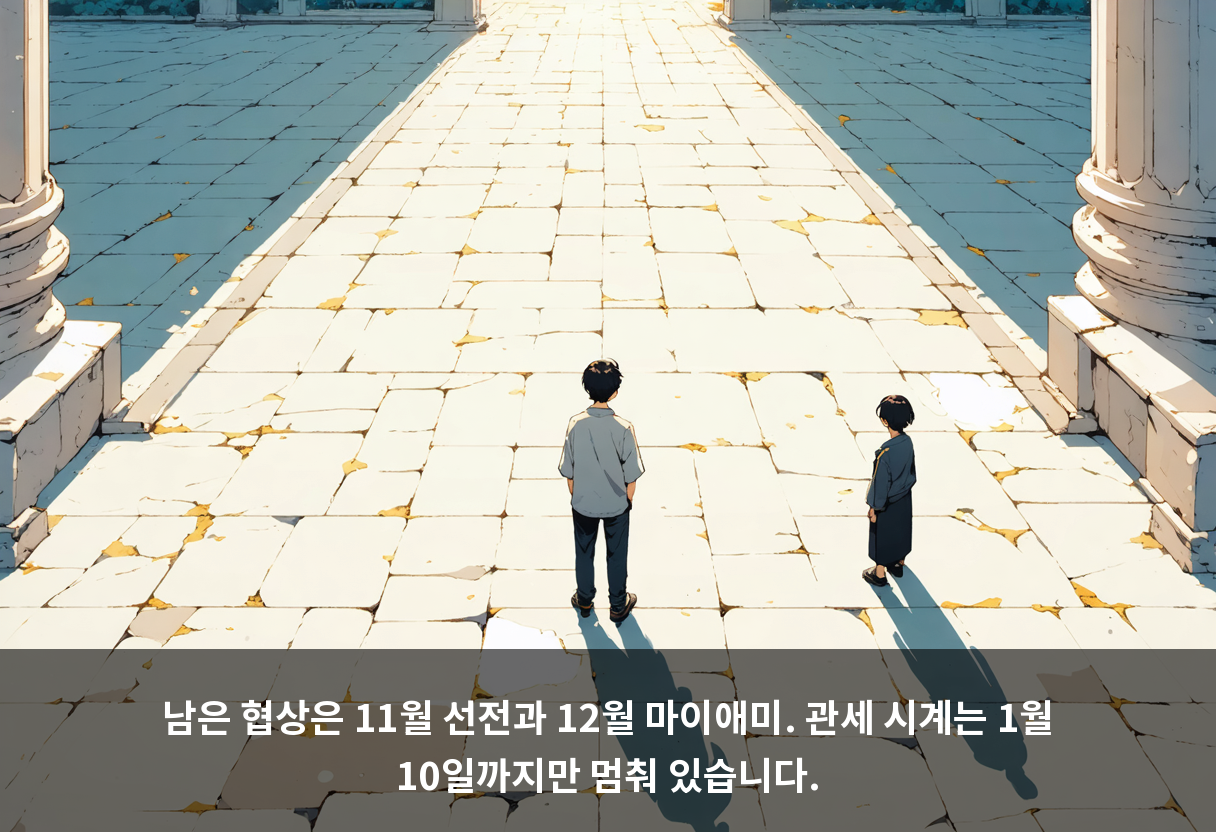 남은 협상은 11월 선전과 12월 마이애미. 관세 시계는 1월 10일까지만 멈춰 있습니다.