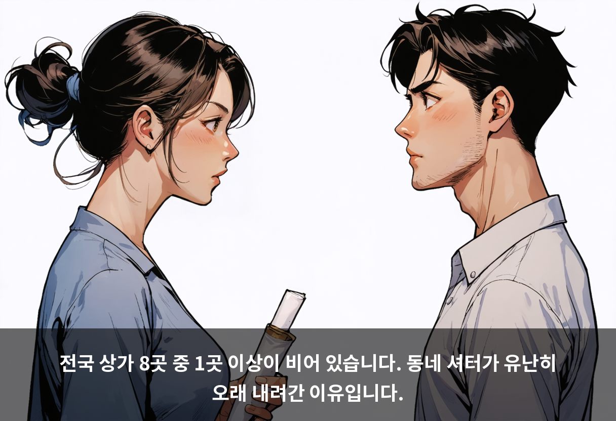 전국 상가 8곳 중 1곳 이상이 비어 있습니다. 동네 셔터가 유난히 오래 내려간 이유입니다.