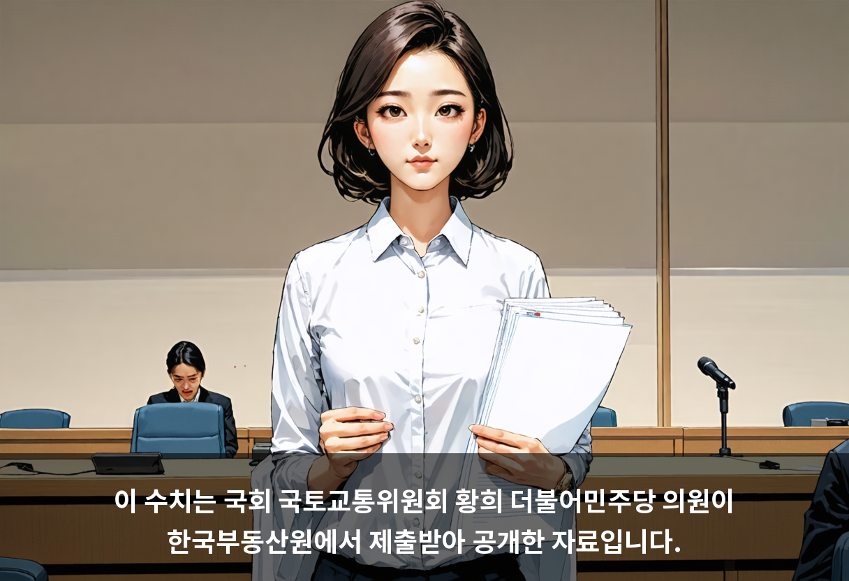 이 수치는 국회 국토교통위원회 황희 더불어민주당 의원이 한국부동산원에서 제출받아 공개한 자료입니다.