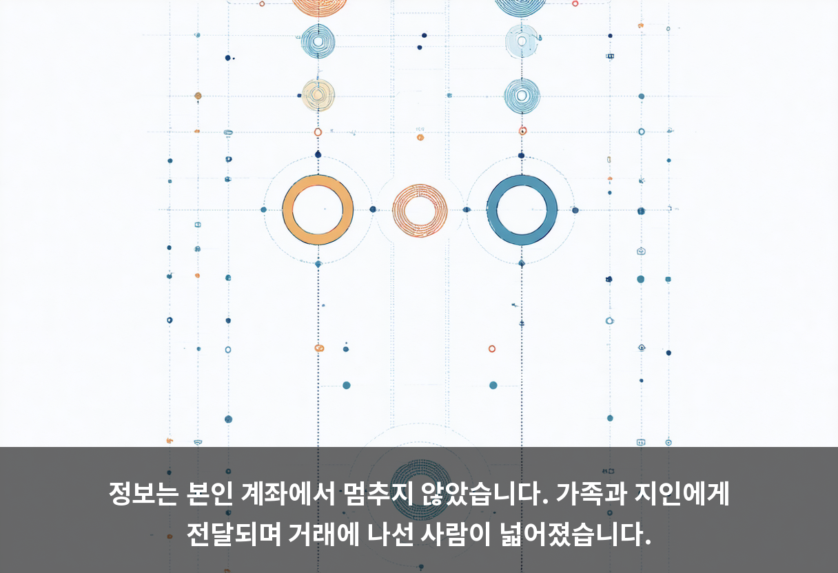 정보는 본인 계좌에서 멈추지 않았습니다. 가족과 지인에게 전달되며 거래에 나선 사람이 넓어졌습니다.