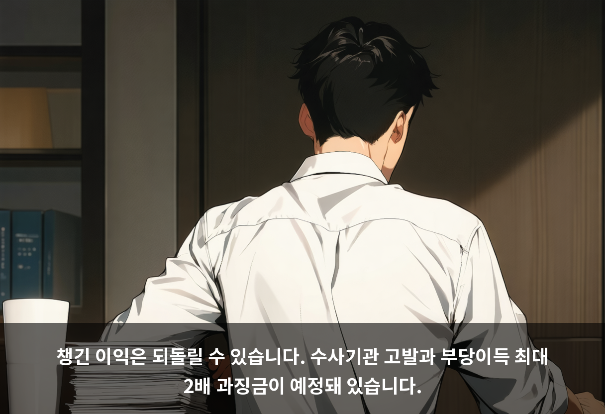 챙긴 이익은 되돌릴 수 있습니다. 수사기관 고발과 부당이득 최대 2배 과징금이 예정돼 있습니다.