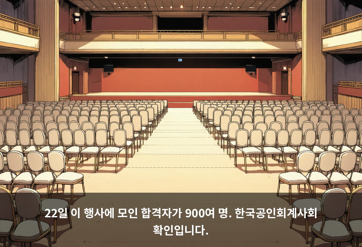 22일 이 행사에 모인 합격자가 900여 명. 한국공인회계사회 확인입니다.