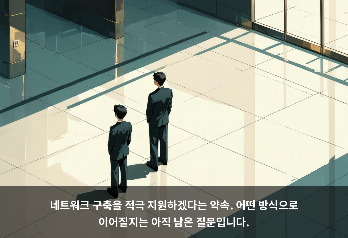 네트워크 구축을 적극 지원하겠다는 약속. 어떤 방식으로 이어질지는 아직 남은 질문입니다.
