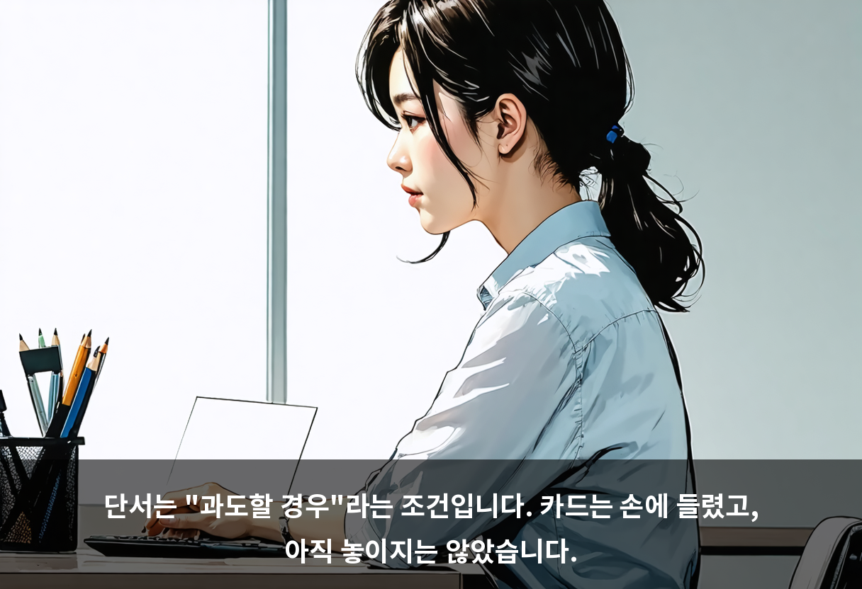 단서는 "과도할 경우"라는 조건입니다. 카드는 손에 들렸고, 아직 놓이지는 않았습니다.
