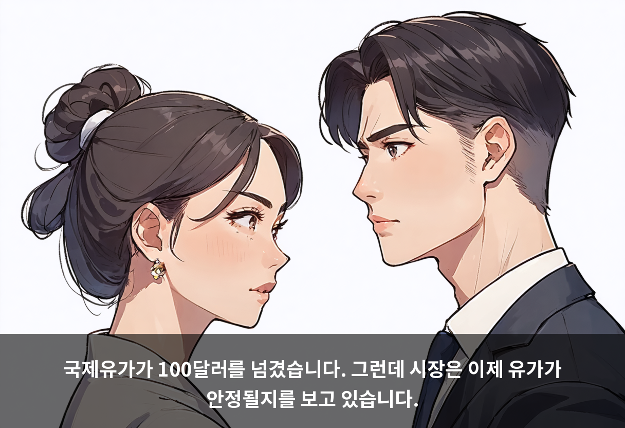 국제유가가 100달러를 넘겼습니다. 그런데 시장은 이제 유가가 안정될지를 보고 있습니다.