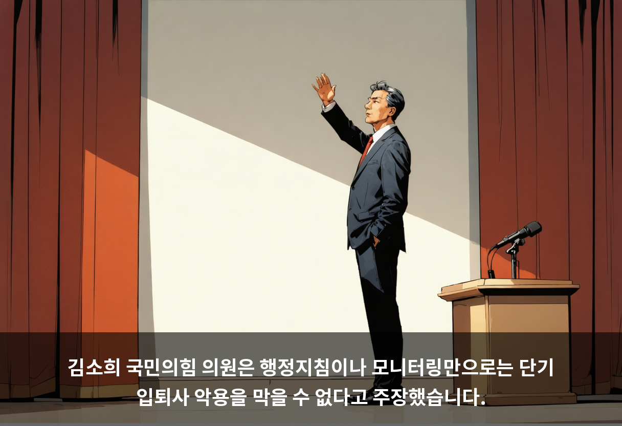 김소희 국민의힘 의원은 행정지침이나 모니터링만으로는 단기 입퇴사 악용을 막을 수 없다고 주장했습니다.