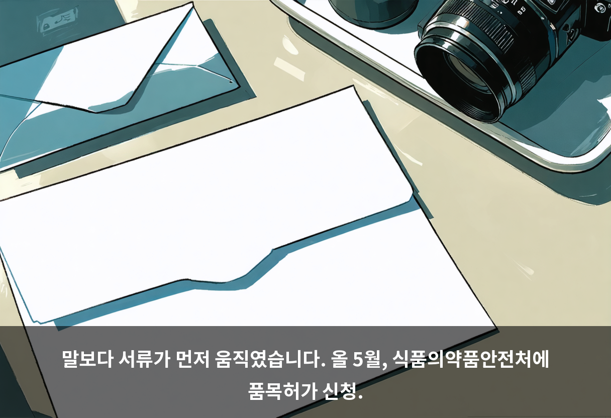 말보다 서류가 먼저 움직였습니다. 올 5월, 식품의약품안전처에 품목허가 신청.