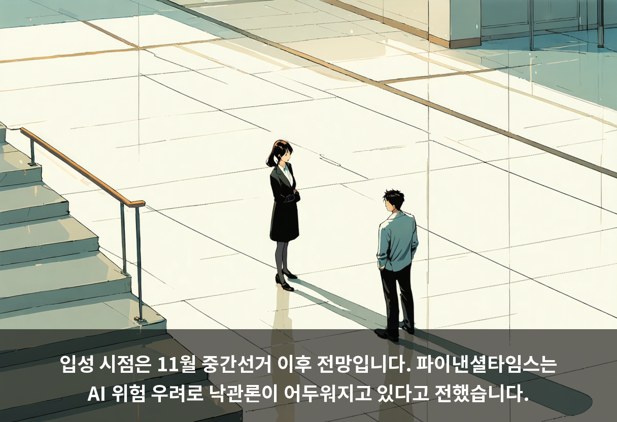 입성 시점은 11월 중간선거 이후 전망입니다. 파이낸셜타임스는 AI 위험 우려로 낙관론이 어두워지고 있다고 전했습니다.