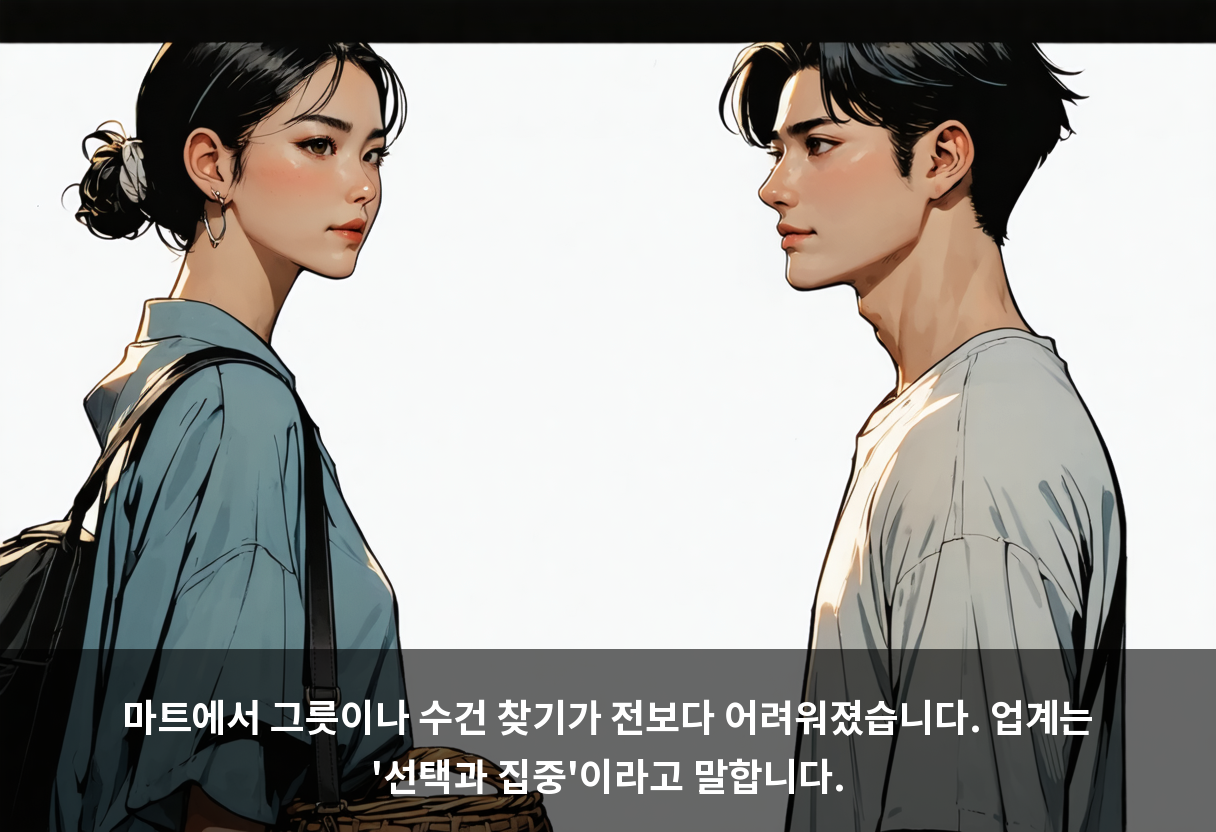마트에서 그릇이나 수건 찾기가 전보다 어려워졌습니다. 업계는 '선택과 집중'이라고 말합니다.