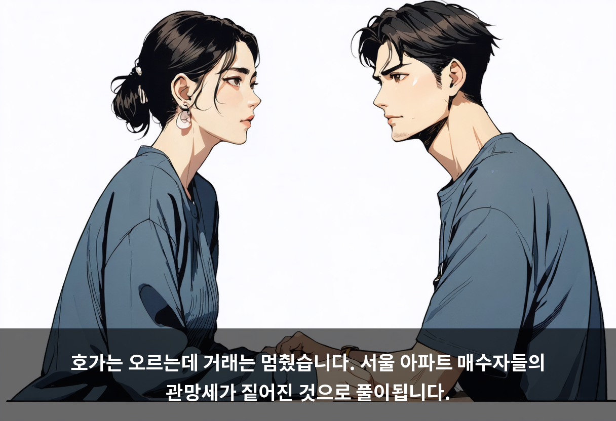 호가는 오르는데 거래는 멈췄습니다. 서울 아파트 매수자들의 관망세가 짙어진 것으로 풀이됩니다.