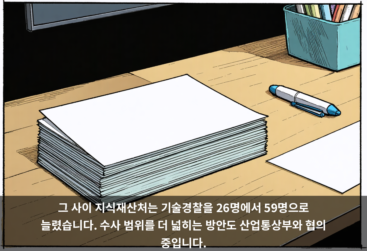 그 사이 지식재산처는 기술경찰을 26명에서 59명으로 늘렸습니다. 수사 범위를 더 넓히는 방안도 산업통상부와 협의 중입니다.