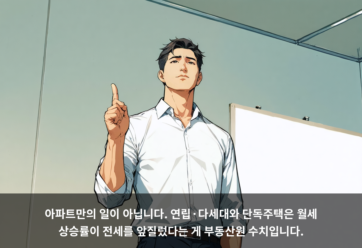 아파트만의 일이 아닙니다. 연립·다세대와 단독주택은 월세 상승률이 전세를 앞질렀다는 게 부동산원 수치입니다.