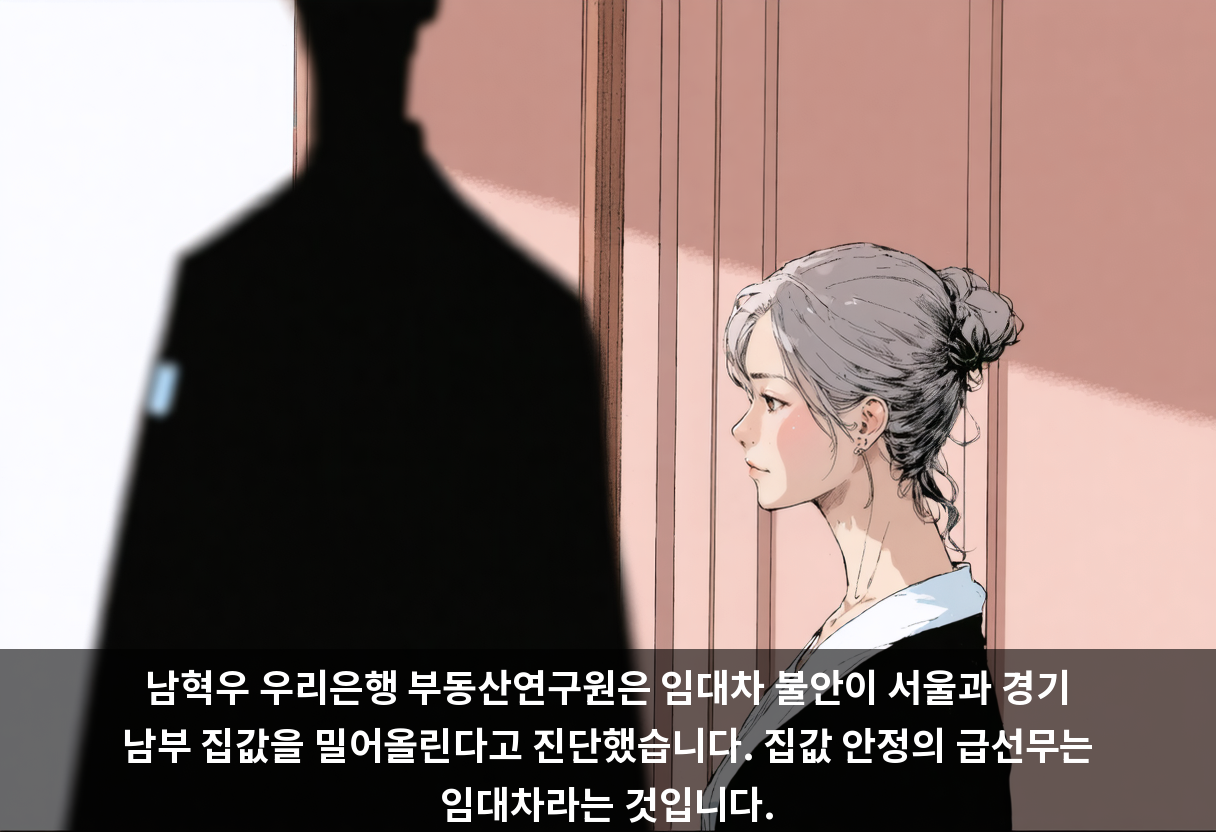 남혁우 우리은행 부동산연구원은 임대차 불안이 서울과 경기 남부 집값을 밀어올린다고 진단했습니다. 집값 안정의 급선무는 임대차라는 것입니다.