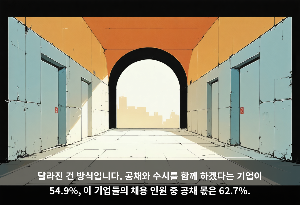 달라진 건 방식입니다. 공채와 수시를 함께 하겠다는 기업이 54.9%, 이 기업들의 채용 인원 중 공채 몫은 62.7%.