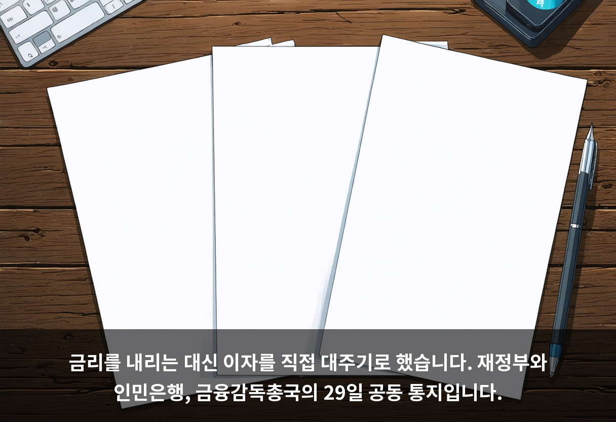 금리를 내리는 대신 이자를 직접 대주기로 했습니다. 재정부와 인민은행, 금융감독총국의 29일 공동 통지입니다.
