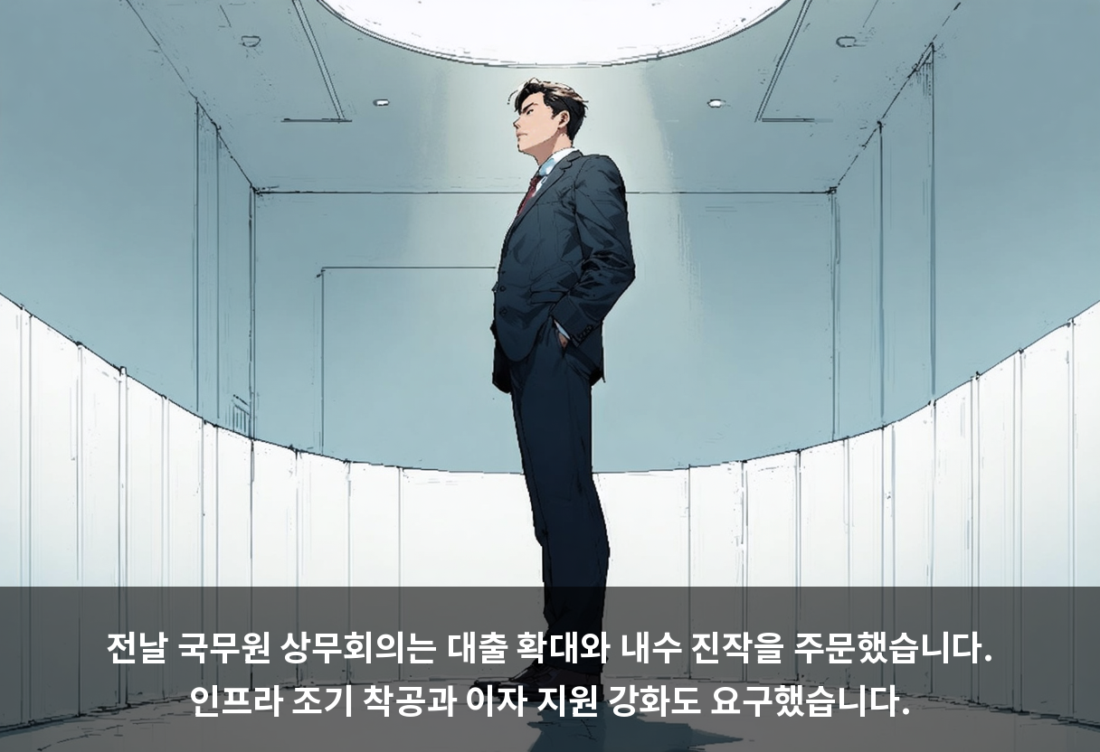 전날 국무원 상무회의는 대출 확대와 내수 진작을 주문했습니다. 인프라 조기 착공과 이자 지원 강화도 요구했습니다.