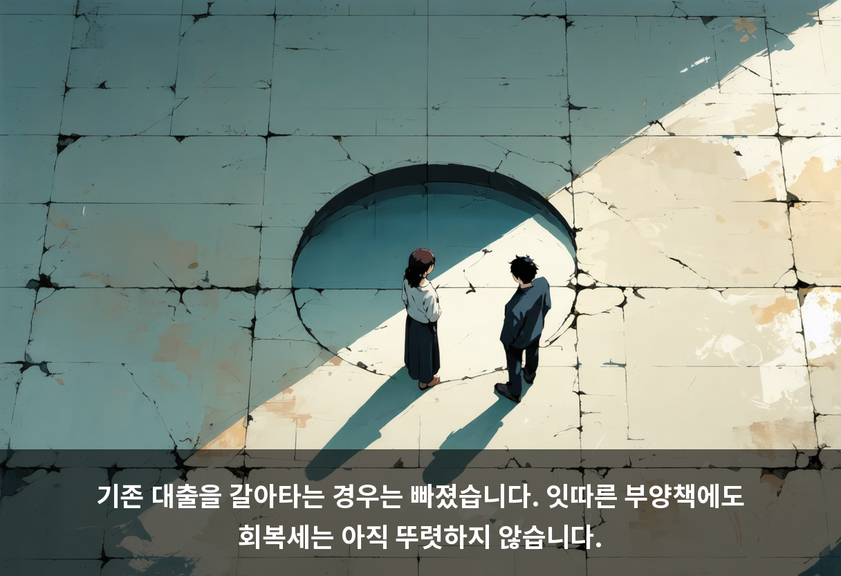 기존 대출을 갈아타는 경우는 빠졌습니다. 잇따른 부양책에도 회복세는 아직 뚜렷하지 않습니다.