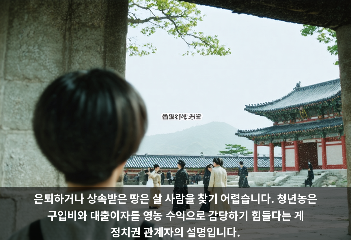 은퇴하거나 상속받은 땅은 살 사람을 찾기 어렵습니다. 청년농은 구입비와 대출이자를 영농 수익으로 감당하기 힘들다는 게 정치권 관계자의 설명입니다.
