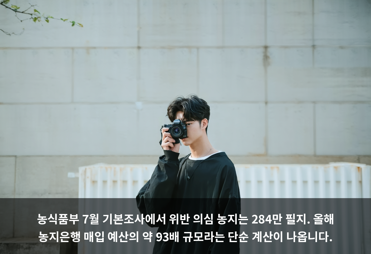 농식품부 7월 기본조사에서 위반 의심 농지는 284만 필지. 올해 농지은행 매입 예산의 약 93배 규모라는 단순 계산이 나옵니다.