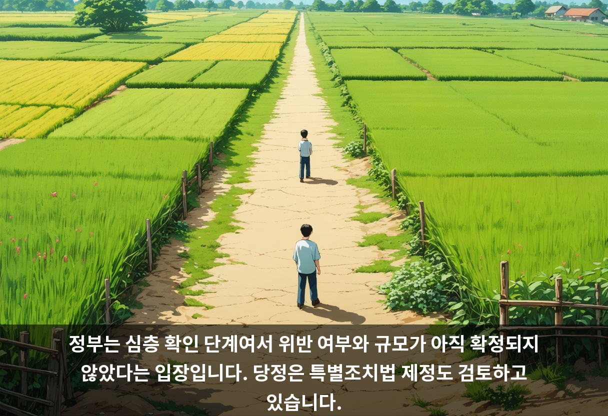 정부는 심층 확인 단계여서 위반 여부와 규모가 아직 확정되지 않았다는 입장입니다. 당정은 특별조치법 제정도 검토하고 있습니다.