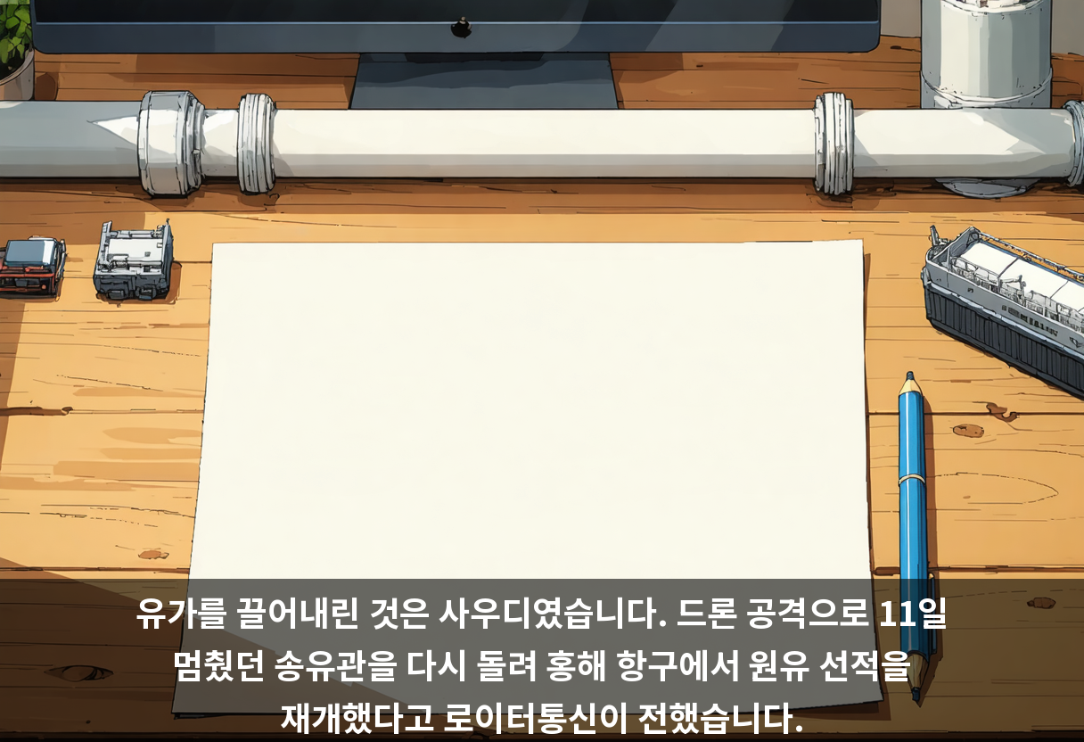유가를 끌어내린 것은 사우디였습니다. 드론 공격으로 11일 멈췄던 송유관을 다시 돌려 홍해 항구에서 원유 선적을 재개했다고 로이터통신이 전했습니다.