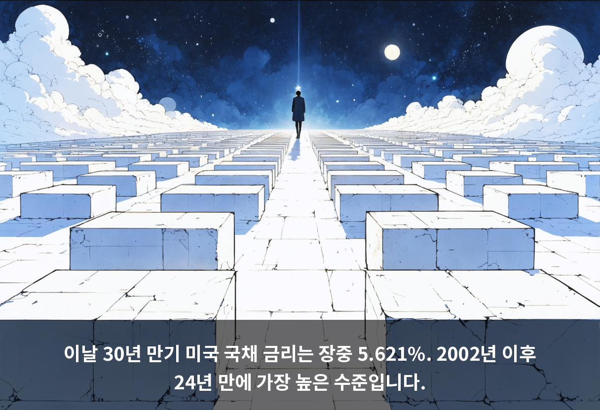 이날 30년 만기 미국 국채 금리는 장중 5.621%. 2002년 이후 24년 만에 가장 높은 수준입니다.