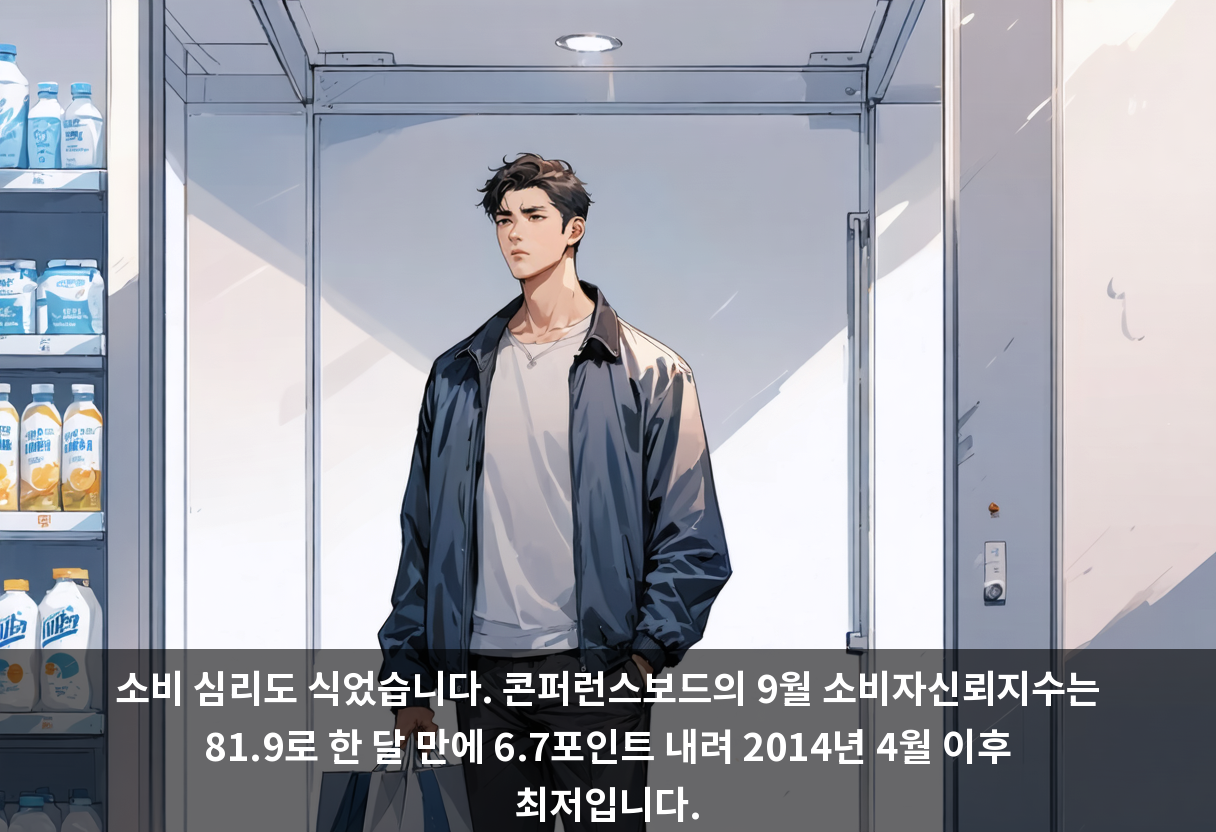 소비 심리도 식었습니다. 콘퍼런스보드의 9월 소비자신뢰지수는 81.9로 한 달 만에 6.7포인트 내려 2014년 4월 이후 최저입니다.