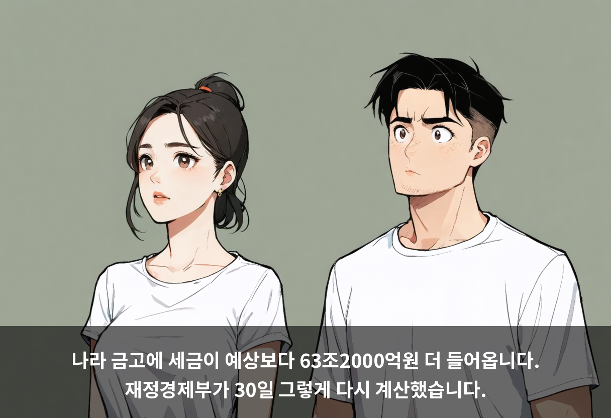 나라 금고에 세금이 예상보다 63조2000억원 더 들어옵니다. 재정경제부가 30일 그렇게 다시 계산했습니다.