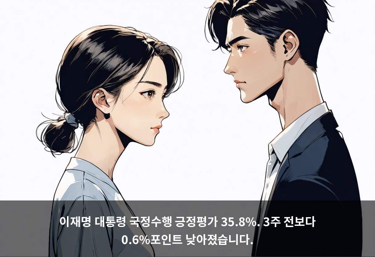 이재명 대통령 국정수행 긍정평가 35.8%. 3주 전보다 0.6%포인트 낮아졌습니다.