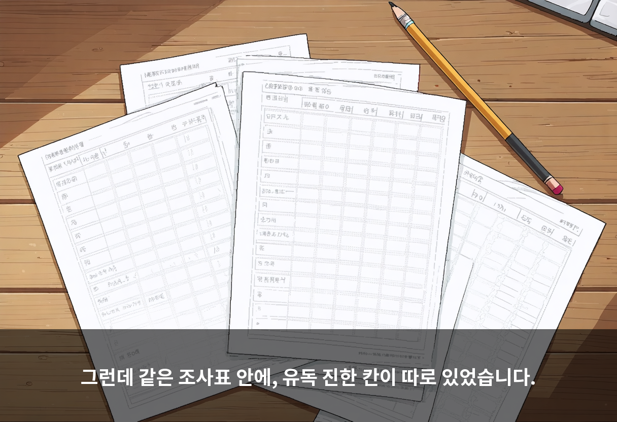그런데 같은 조사표 안에, 유독 진한 칸이 따로 있었습니다.