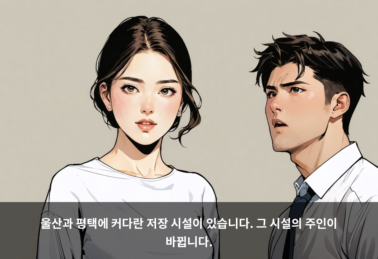 울산과 평택에 커다란 저장 시설이 있습니다. 그 시설의 주인이 바뀝니다.