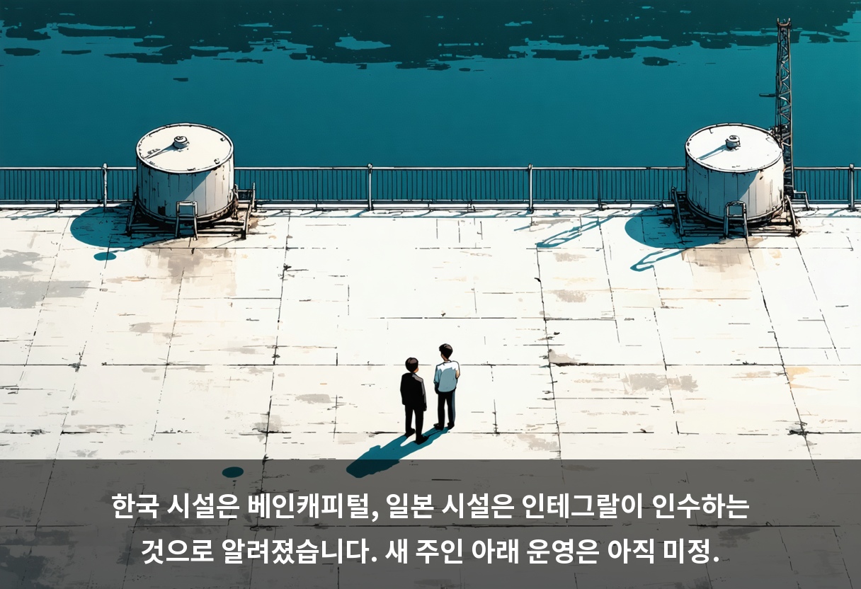 한국 시설은 베인캐피털, 일본 시설은 인테그랄이 인수하는 것으로 알려졌습니다. 새 주인 아래 운영은 아직 미정.
