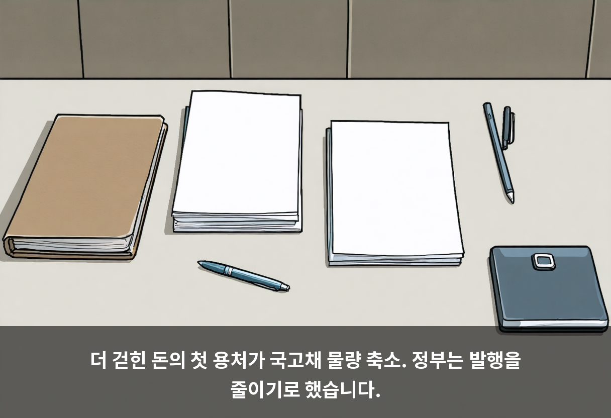 더 걷힌 돈의 첫 용처가 국고채 물량 축소. 정부는 발행을 줄이기로 했습니다.