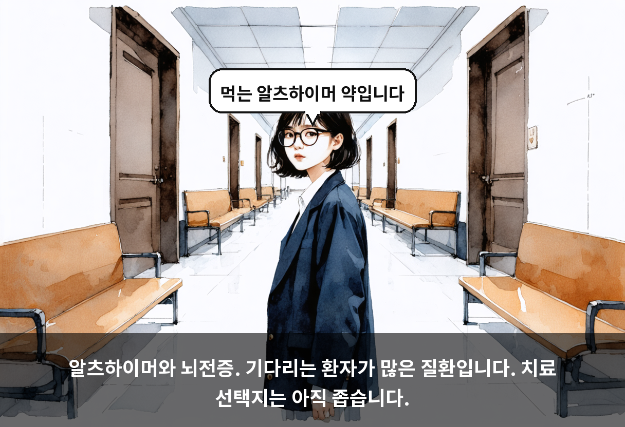 알츠하이머와 뇌전증. 기다리는 환자가 많은 질환입니다. 치료 선택지는 아직 좁습니다.