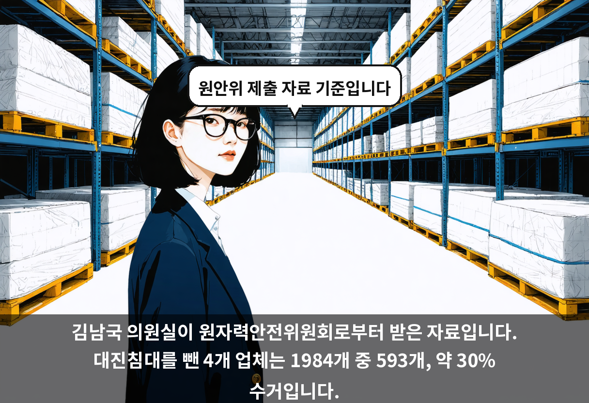 김남국 의원실이 원자력안전위원회로부터 받은 자료입니다. 대진침대를 뺀 4개 업체는 1984개 중 593개, 약 30% 수거입니다.