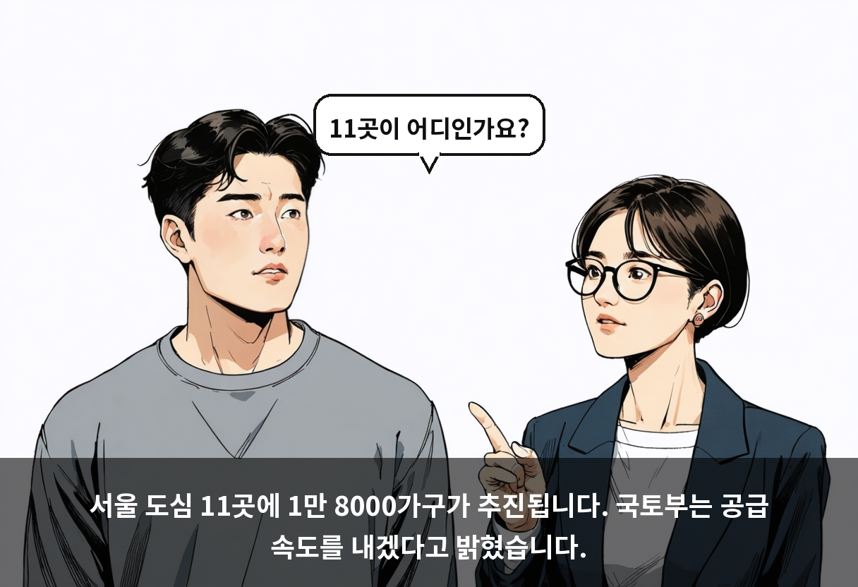 서울 도심 11곳에 1만 8000가구가 추진됩니다. 국토부는 공급 속도를 내겠다고 밝혔습니다.