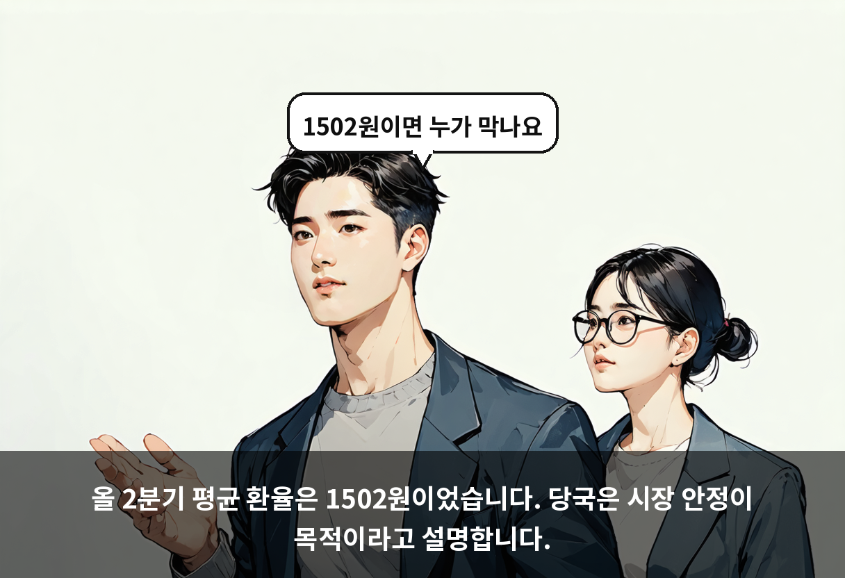 올 2분기 평균 환율은 1502원이었습니다. 당국은 시장 안정이 목적이라고 설명합니다.