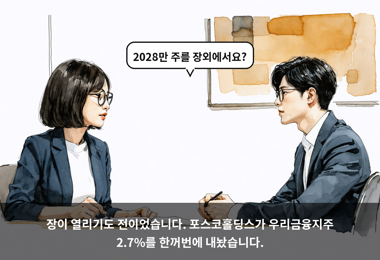 금융 | 포스코 우리금융 블록딜, 10년 들고 있던 지분을 하루 아침에 다 팔았다고? 🪙